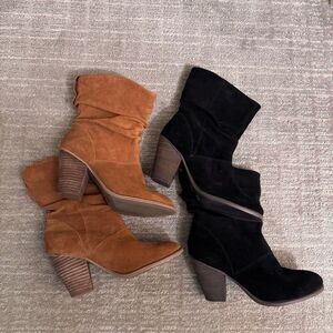 ALDO Consuma-28 Brown Black Suede Ankle Heeled Boots Size 6.5